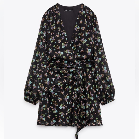 NWT ZARA SHORT FLORAL PRINT DRESS MULTICOLORED SIZE XS NWT - Picture 1 of 7